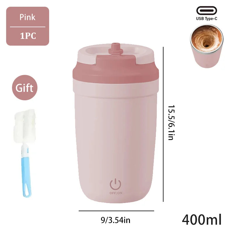 Automatic Self Stirring Mug, Coffee Milk Mixing Cup, Magnetic Stirring, Stainless Steel Electric Blender, 400ml