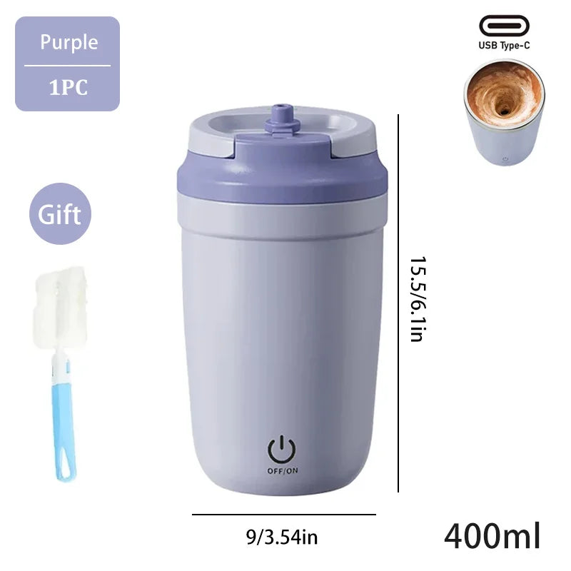 Automatic Self Stirring Mug, Coffee Milk Mixing Cup, Magnetic Stirring, Stainless Steel Electric Blender, 400ml