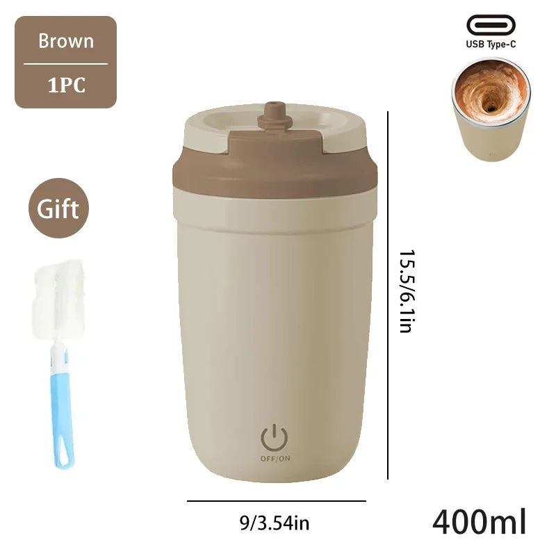 Automatic Self Stirring Mug, Coffee Milk Mixing Cup, Magnetic Stirring, Stainless Steel Electric Blender, 400ml