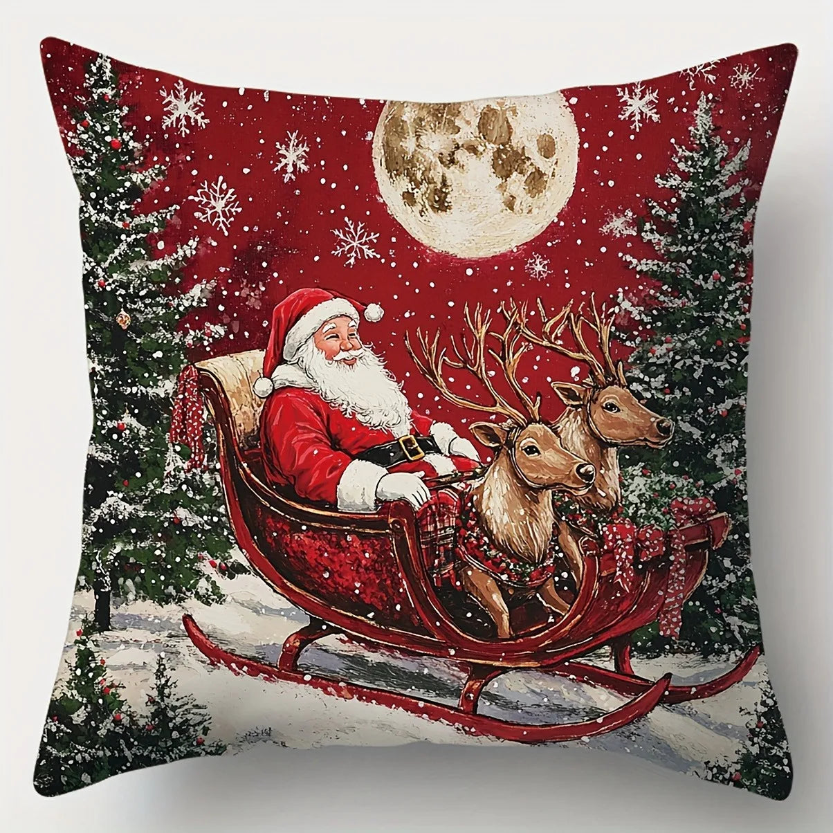 Christmas Throw Pillow Cover Hand Washable Zipper Sofa Living Room Holiday Printed Polyester Home Decor Pillow Cover